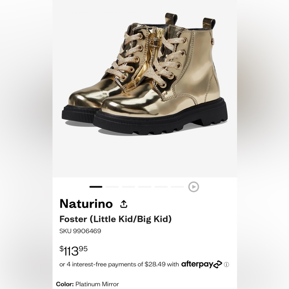 Boots by Naturino for girls size 26 EU - 9.5 US ;16.2cm closure Zipper and laces - Picture 11 of 14